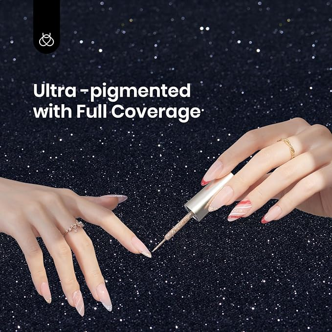 Beetles Silver & Golden Nail Art Gel Liner 2 Pcs Reflective Glitter Gel Nail Polish Soak Off Uv Lamp for Thin French Line Nails Manicure Nails Art Brush Paint