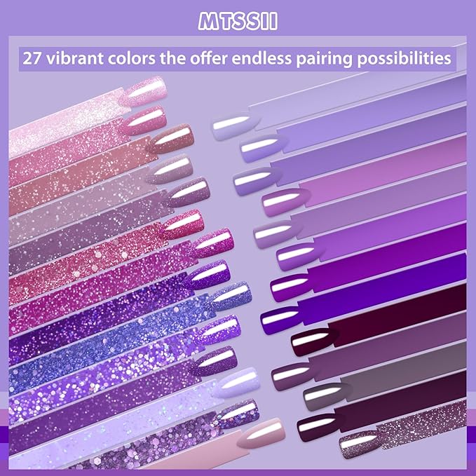 MEET ACROSS 27PCS Gel Nail Polish Set,27 Colors Gel Nail Kit Art Design Soak Off UV LED,Nail Art Design Gifts for Women