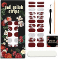 Nail Polish Strips (No UV Lamp Needed) - 22 Pcs Salon Quality Gel Nail Stickers - Long Lasting Wraps (Silvered Wine)