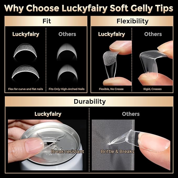 Long Almond Nail Tips: 504pcs Full Cover Soft Gel Nail Tips, 12 Sizes Pre-Etched Half Matte Almond Press on Nails No C Curve For Nail Extensions Home Salon