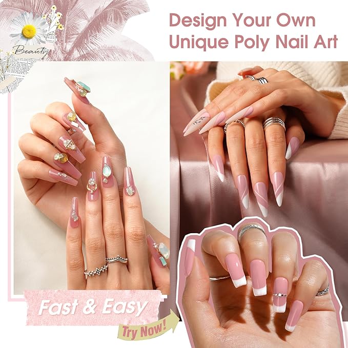 ROSALIND Nude Pink Poly Extension Gel, 80ml/2.7 oz Purple Nude Poly Gel Building Enhancement for Fall Colors Nail Art Decoration, Nail Thickening Extension Easy to DIY Use at Home Need UV Lamp