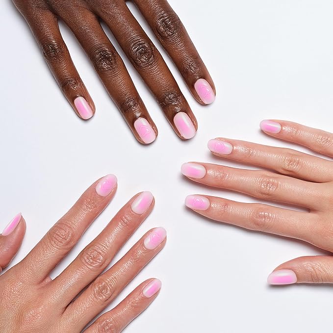 Sally Hansen Salon Effects Perfect Press-On Pink Nails | Oval Shape, 3D Design | Easy to Apply, Non-Damaging, Vitamin E & B5 | 30 Nails, Nail Glue, Adhesive Tabs, File| State of the Heart