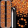 Resin Rhinestones for Crafting, 1 Box Orange Flatback Crystals for Bedazzling Crafts DIY Nail Art Decoration, Non Hotfix Bulk Gems for Tumbler Shoes Clothing Fabric Face Makeup