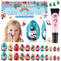 EBANKU Christmas Kid Press on Nails, 24Pcs Almond Fake Nails Kit Full Cover Christmas Design Stick on Nail with Nail Glue for Girl