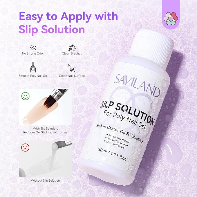 SAVILAND Poly Gel Nail Colors: Easy Poly gel Nail Kit Starter Kit with Slip Solution Mini U V/LED Lamp, Sheer & Sparkle 4 Nourishing Poly Gel Colors for Lasting Shine 28 Days Home DIY Manicure Tools