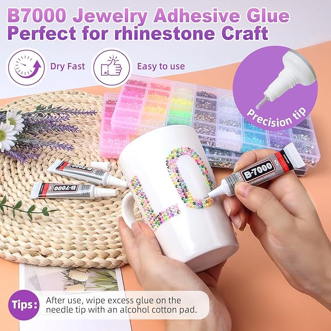 38000Pcs 32 Colors Resin Jelly Gems for Bedazzling, 3mm Flatback Rhinestones for Crafts, with 3 Bottles B7000 Glue for Clothes, Shoes, Nails, Jewelry Making