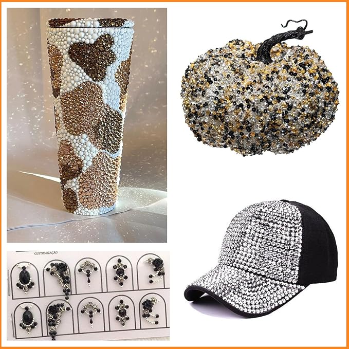 18000 Pcs 3D Brown Black Jelly Resin Rhinestones for Crafting, 3-6 mm Half Round Rhinestones for Nails Art, Mix Size Flatback Bedazzled Gems for Crafts Eyes Makeup DIY Supplies