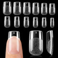 UNA GELLA Nail Tips Short Square, Pre-buff Matte Gel Nails Tips Short Square Nail Tips 120pcs Clear Full Cover False Fake Nails for Nail Extensions DIY Home Salon 12 Sizes for Women