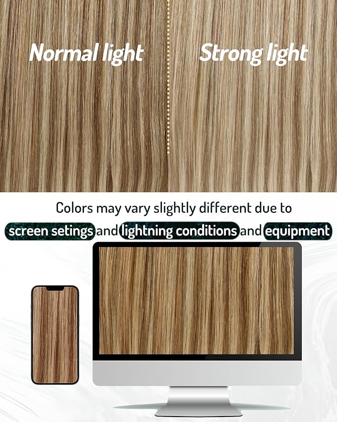 RUNATURE 24 Inch Tape in Hair Extensions Human Hair Blonde Tape in Extensions for Women Seamless Tape ins Human Hair Extensions Remy Long Hair Add Hair Length 50g 20pcs #10P16 Dark Blonde Highlight