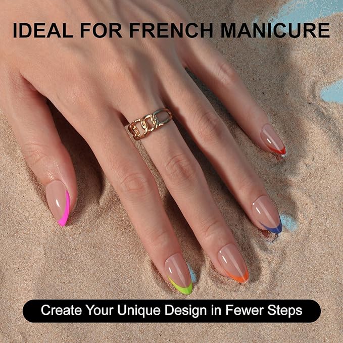 Gel French Tip Nails Short Almond French Tip Press on Nails SXVME White French Nail Tips 150Pcs Pre-applied Tip Primer Natural Skin Tones Fake Nails Extensions Gel Nail Kit for Women Girls DIY