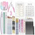 WAYI Nail Kit with 200 White & Clear French Tips, Nail Forms, Acrylic Brushes, Drawing Tools, Dotting Pens, Clipper, File & Buffer for UV Gel Acrylic DIY Manicure & Salon Use