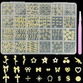 240 PCS Gold Nail Charms with 24 Types Elements Heat Cherry Star Bow Butterfly Rose Dollar Sign Coin Gun Cross for Nail Art Decoration Jewelry