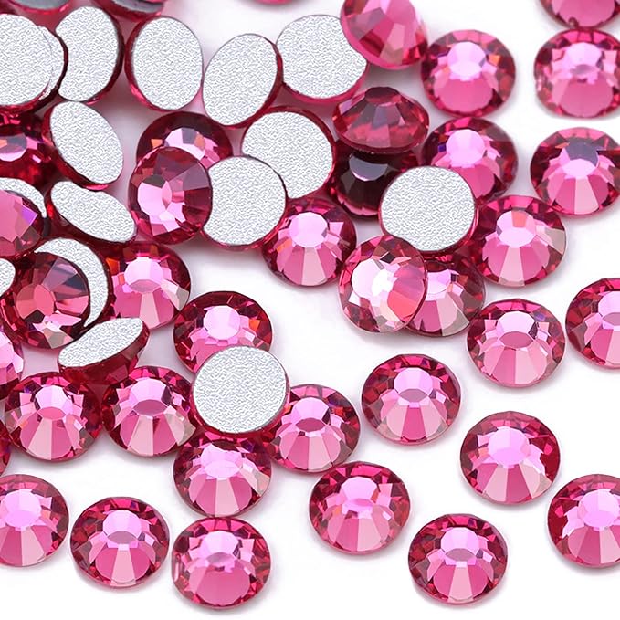 Dowarm 1440 Pieces SS4 Flatback Rhinestones, 1.5MM Flatback Nail Crystal Rhinestones for Craft Dance Costumes, Non Hotfix for Face Body Nail Art (SS4 / 1.5MM, Rose)