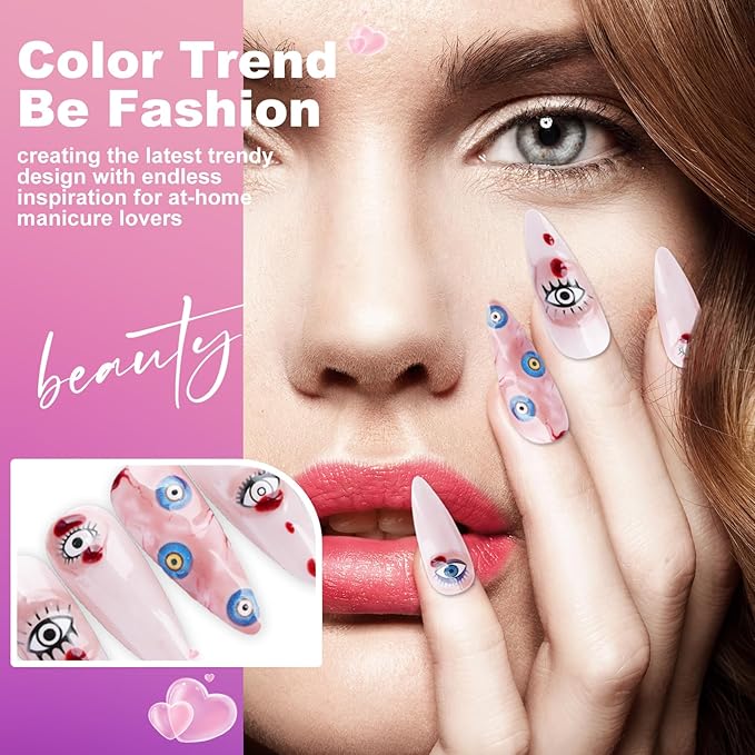 12 Sheets Evil Eye Nail Art Stickers Decals Self Adhesive Pegatinas Uñas Turkish Blue Eye Hamsa Hand Eye of Fatima Manicure Tips Devil Eye Nail Decoration for Women Girls Gift 807-7