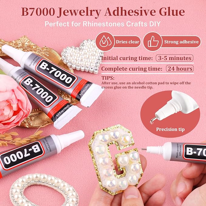 13000Pcs Flatback Pearls for Crafting (Beige AB), Assorted Size 2/3/4/5/6/8/10mm Half Pearl with 3Pcs 10ml B7000 Jewelry Glue, Bedazzling Bead for DIY Crafts Clothing Tumblers Shoes Nail Art