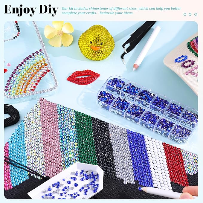 12100Pcs Resin Rhinestones for Crafting with 3Pcs 10ml B7000 Jewelry Glue, 2 Boxes Flatback Crystals Diomand (Royal Blue) for Bedazzling Crafts DIY Nail Art Makeup，Non Hotfix Gems for Clothing Shoes