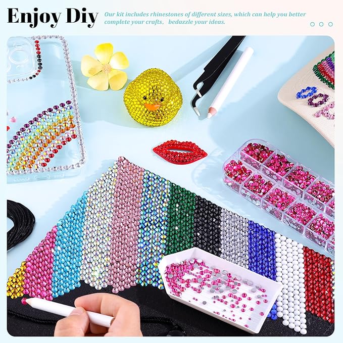 12100Pcs Resin Rhinestones for Crafting with 3Pcs 10ml B7000 Jewelry Glue, 2 Boxes Flatback Crystals Diomand (Hot Pink) for Bedazzling Crafts DIY Nail Art Makeup，Non Hotfix Gems for Clothing Shoes