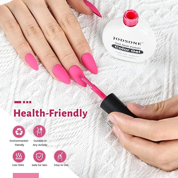 JODSONE 16.5ml Pink Purple Gel Nail Polish Pink Purple Gel Polish Bright High Gloss Soak Off U V Nail Manicure Salon DIY at Home