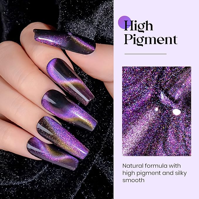 MIZHSE Cat Eye Gel Nail Polish Set 9D Galaxy Cat Eye Gel Polish Soak Off U V LED Chameleon Magnetic Nail Gel Polish Kit Varnish With Magnet Stick