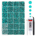 Cyan Green Resin Rhinestones w B7000 Glue for Bedazzling Crafting 2mm-6mm Teal Blue Flatback Stones Gems Turquoise Diamonds Bedazzler Kit for Nails Face Eyes Makeup Tumblers Bottles DIY Crafts