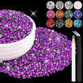 12000PCS 2mm Resin Rhinestones Bulk for Crafting (Dark Violet), Flatback Bedazzling Crystals for Crafts DIY Nail Decoration, Gems Charms for Tumbler Shoes Clothing Fabric with Pickup Pen and Tweezers