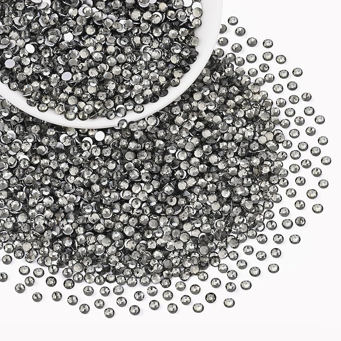 2000PCS SS12/3mm Crystal Rhinestones (Black Diamond), Bedazzling Flatback Glass Rhinestones for Crafting, Gems Diomand Charms for Tumbler Shoes Clothing Mugs Nail Art
