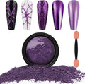 Artdone Chrome Nail Powder, Dark Purple Iridescent Aurora Powder Metallic Mirror Effect Pigment Pearlescent Mermaid Pigment Pearl Glitter Dust Kit, Nail Art Decoration, Resin Craft