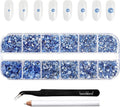 Beadsland Rhinestones for Makeup,8 Sizes 2500pcs Light Blue Flatback Rhinestones Eye Gems for Nails Crafts with Tweezers and Wax Pencil,Light Sapphire,SS4-SS30