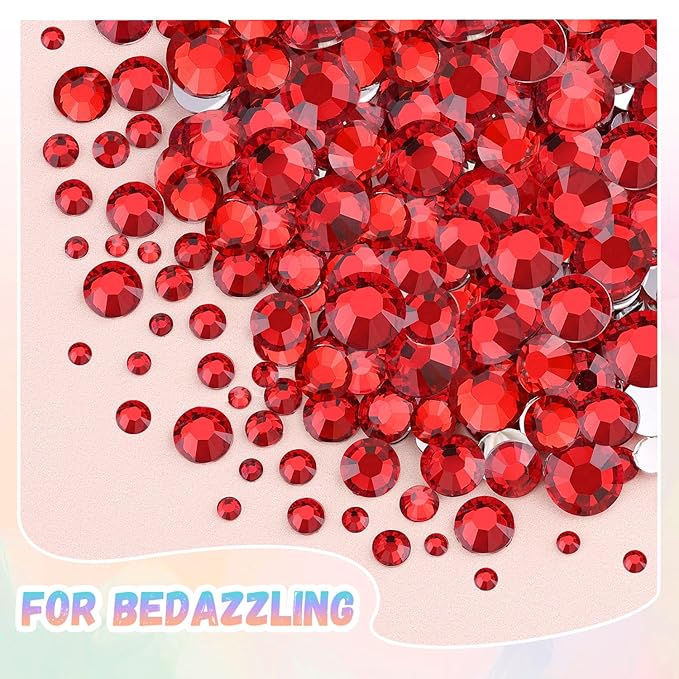 32000Pcs Resin Rhinestones for Bedazzling with 3Pcs B7000 Jewelry Glue, Red Flatback Gems Rhinestones for Crafting, Clothing Tumblers Mugs Shoes Fabric Decor Nail Art