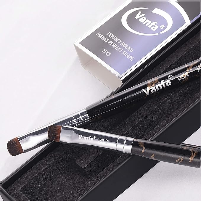 Vanfa French Brush for Nails, Gel Nail Brush, Clean up brush, Nail Art Brush Kolinsky Hair (V12 - Pack of 2)