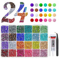 6600Pcs 24 Color 5mm Crystal Resin Rhinestones w B7000 Jewelry Glue for Bedazzling Crafting Flatback Stones Colorful Crystals Gems Diamonds Charms for Nails Eyes Face Makeup Tumblers DIY Crafts