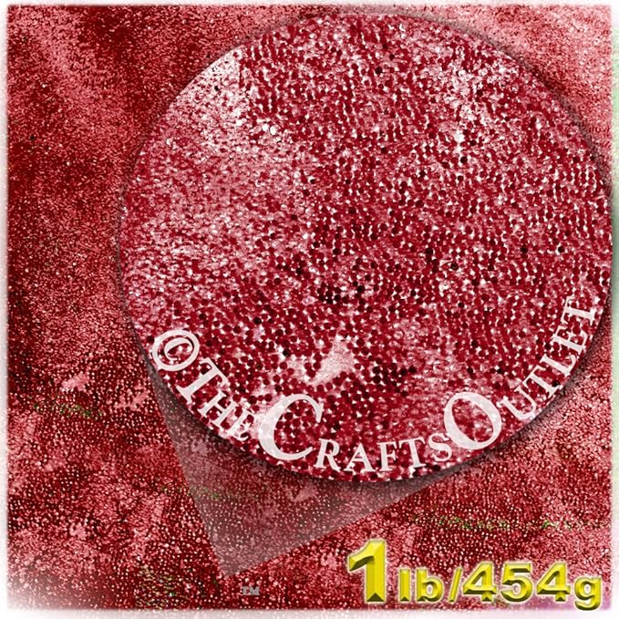 The Crafts Outlet MCR-GLS-TRN-TA6-RED-1LB Transparent Glass Microbead, 1 Bag of 1-Pound, Raspberry Red