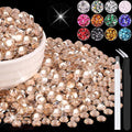 1500PCS 6mm Resin Rhinestones Bulk for Crafting (Champagne), Flatback Bedazzling Crystals for Crafts DIY Nail Decoration, Gems Charms for Tumbler Shoes Clothing Fabric with Pickup Pen and Tweezers