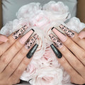 Hypnaughty 24 Pcs Nude Pink Leopard Extra Long Matte Coffin Press on Nails with Glitter XL False Nails with Glue (Nude Pink Leopard)