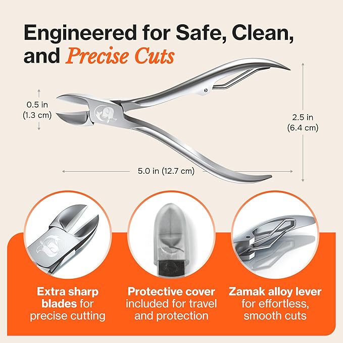 Toenail Clippers for Thick Nails, Medical Grade Stainless Steel Nail Nippers Trusted by Podiatrists for Seniors, Men, and Women – Ideal for Thick Toenails & Foot Care