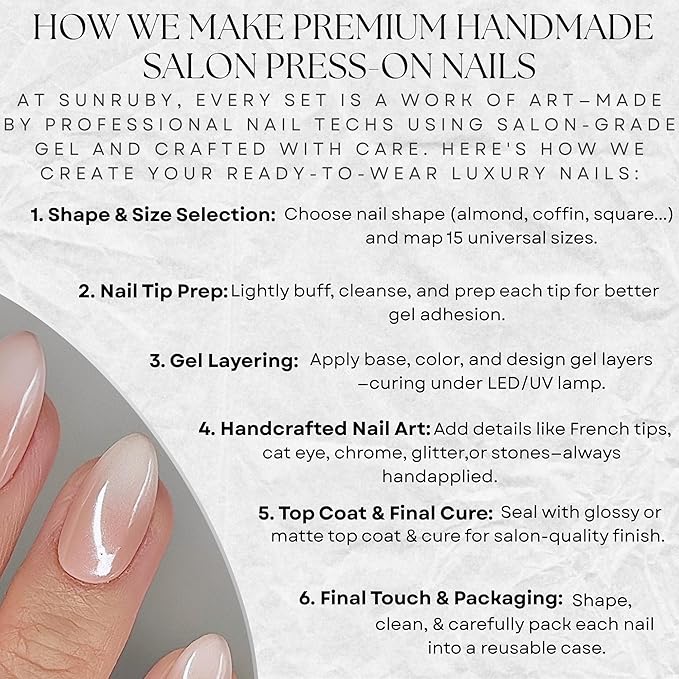 Hand Painted Handmade Press On Nails Short Almond Ombre Pink White with an Ultra-Glossy Mirror Finish.Reusable Soft Gel Nails in 15 Sizes -30 Nail Kit with Glue | Designed in LA|Vanilla Cream