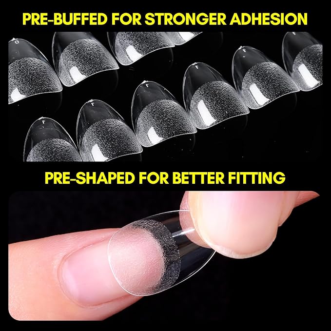 Makartt Almond Nail Tips: Extra Short Full Cover Pre-shape Fake Nails Half Matte Soft Clear Gel Nail Tips Acrylic False Nails, 12 Sizes French Press on Nail Extension Salon Home DIY 120pcs