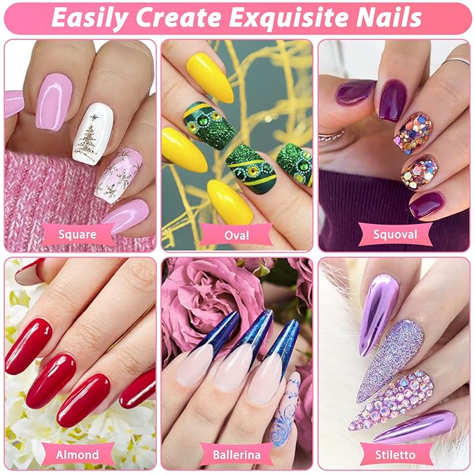 600PCS Clear Coffin Nail Tips Set Qinzave Clear Acrylic Nail Tips with Nail Glue Coffin Nails Full Cover with Nail Display Stand, Cuticle Nail Pusher Remover, Nail Files Buffer