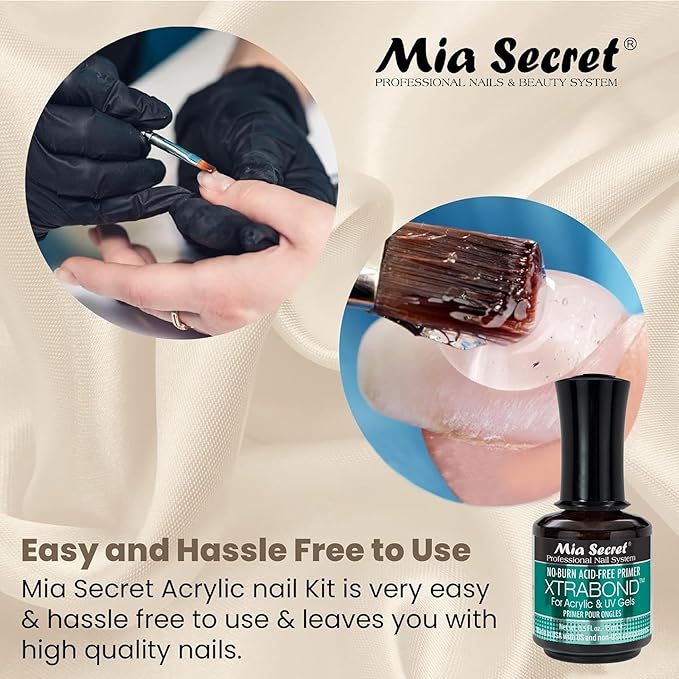 Mia Secret Acrylic Nail Kit/set For beginners - Nails Kit With Pink Acrylic Powder and Clear Acrylic Powder With Everything - Starter Kit de Uñas Acrilicas Mia Secret - Uñas Completo