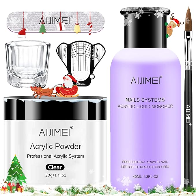 Aijimei Acrylic Nail Kit - Powder & Liquid Monomer, Professional Tools, Nail Extension System, Art Starter Kit (Set A)