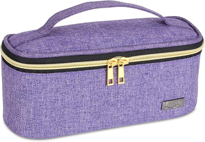 LUXJA Nail Polish Organizer - Holds 12 Bottles (15ml - 0.5 fl.oz), Nail Polish Case for Polish and Small Tools, Purple
