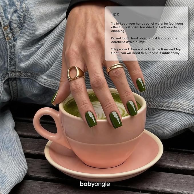 Nail Polish Avocado Green, 14 ML Quick Dry Nail Polish for Nail Art DIY Manicure at Home, Chip Resistant Nail Lacquer for Nail Art Varnish, Long Lasting, BOG111