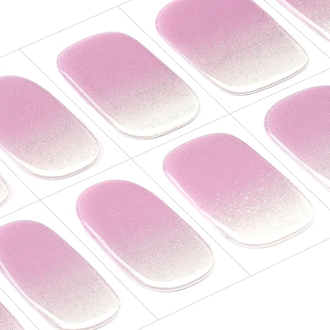 DANNI & TONI Semi Cured Gel Nail Strips Lavender Gradient (Lilac Sheen) Fine Glitter Ombre Gel Nail Wraps 28 Stickers