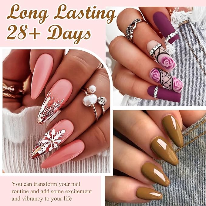 Gel Nail Polish Kit- Long Lasting 18 Trendy Colors Nail Polish, Quick Dry Soak Off UV/LED Lamp Gel for Home & Salon, Women & Teens