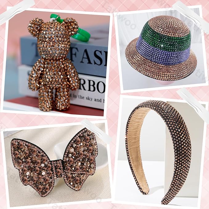 20000Pcs Bronze Tan Crystal Flatback Jelly Resin Rhinestones for Bedazzling, Mix Sizes Bronze Tan Rhinestones Gems Bedazzling for Crafting, Flatback Rhinestone for DIY Face Makeup Crafts Tumblers