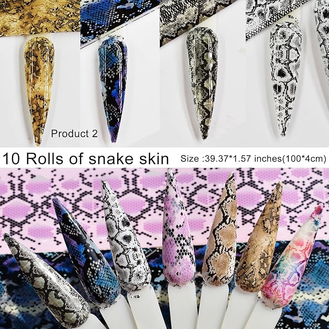 Nail Art Transfer Foils Collection,40 Rolls Nail Art Foils Transfer Stickers Set Floral Flower Patterns,Leopard Animal Print,Snake Skin,Butterfly Patterns Nails Foil Adhesive Decals 40 Designs