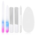 Zhehao 6 Pcs Glass Nail File and Nail Shiner Set Manicure Pedicure Glass File Buffer Cuticle Trimmer Nano Finger Nano Foot Scrubber Callus Remover Foot Care Pedicure Fingernails Toenail (Blue Purple)