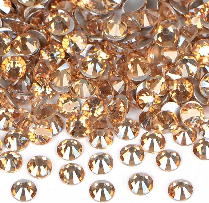 288PCS Art Nail Rhinestones Non Hotfix Glue Fix Round Crystals Glass Flatback for DIY Jewelry Making with one Picking Pen (ss30 288pcs, Lt. Peach)