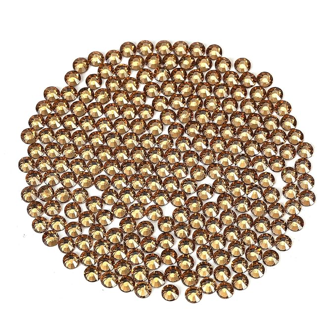 Novani Brown Rhinestones Flatback Rhinestones Glass Gems Stones Jewels Round Gemstones Non-Hotfix Crystal for Nail Crafts,SS12,1440 Pieces,Topaz