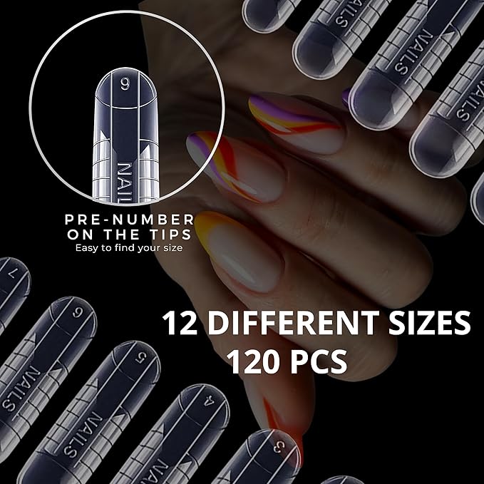 Dual Nail Forms UNIVERSAL SQUARE Extension Structure Poly nail gel Full Cover Nail Molds 12 Sizes for Solid Nail Gel Glue Nail Art Design Salon&DIY Russian manicure